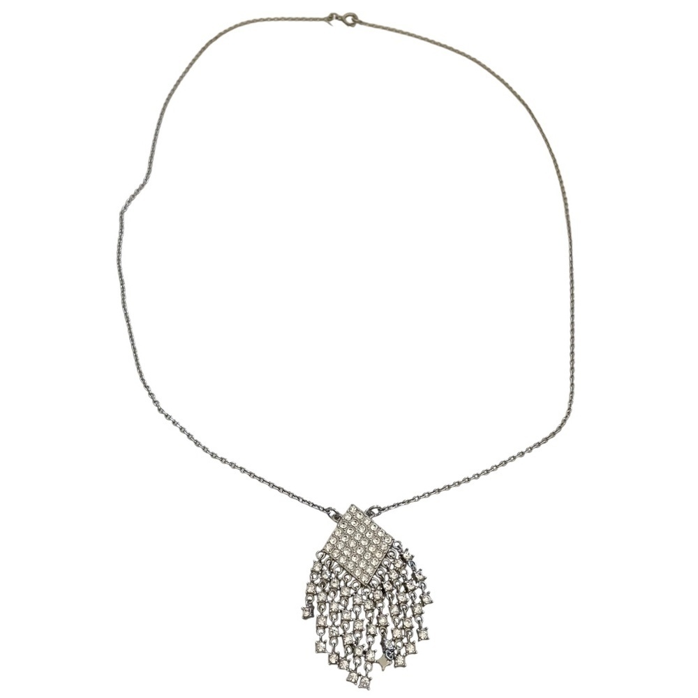 Ann Taylor Elegant Silver Necklace with Fringe Pendant